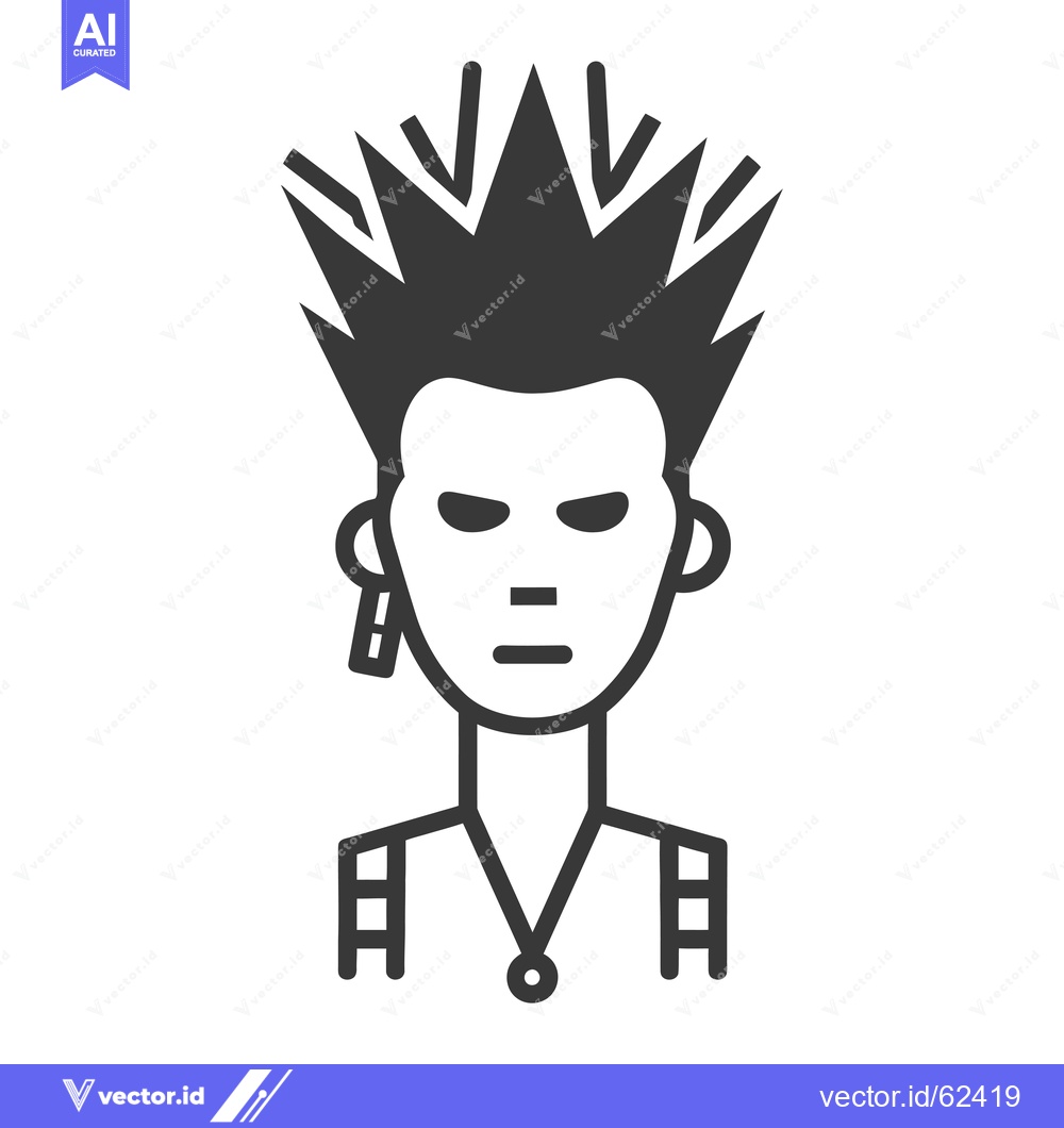 Premium Vector dari Black and White Line Drawing of a Person with Spiky Hair