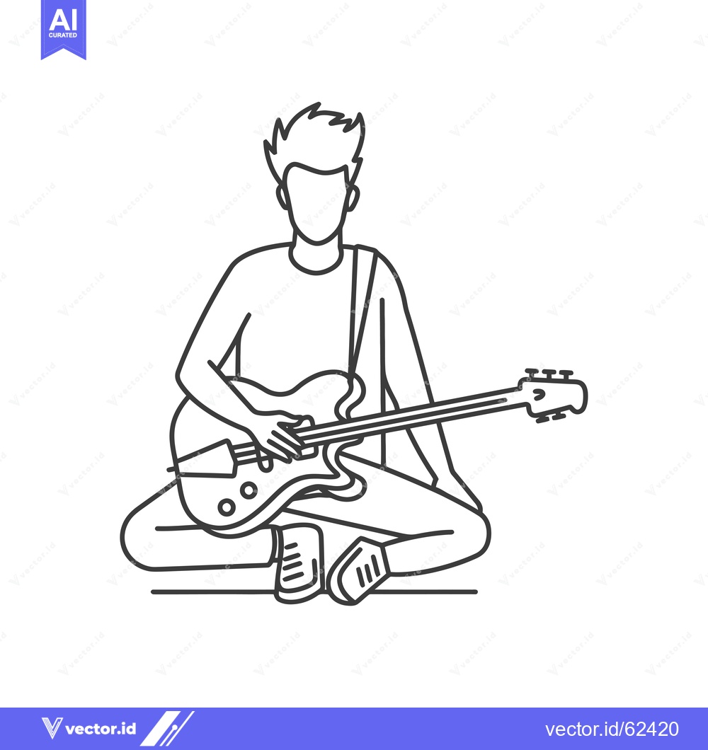 Premium Vector of Line Drawing of a Person Playing an Electric Guitar