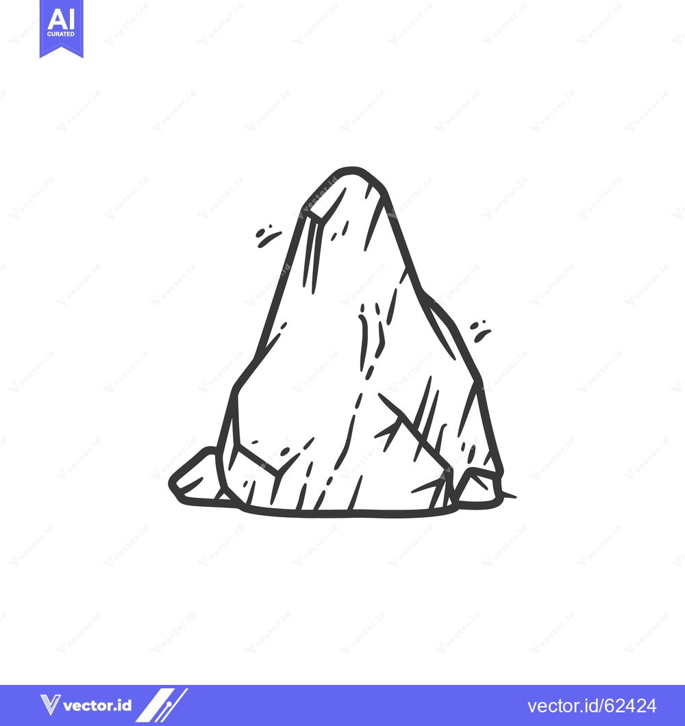 Premium Vector dari A simple black and white illustration of a rocky mountain