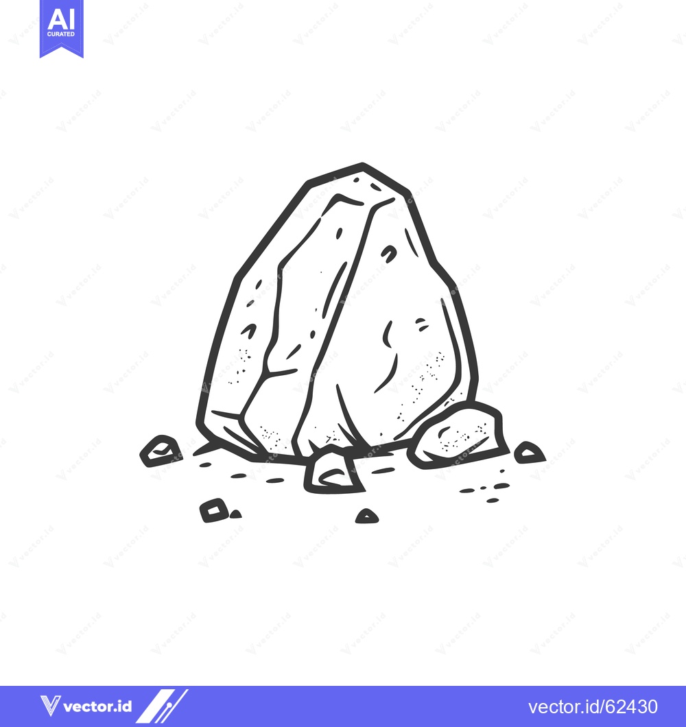 Premium Vector dari A single large rock with small stones scattered beneath it