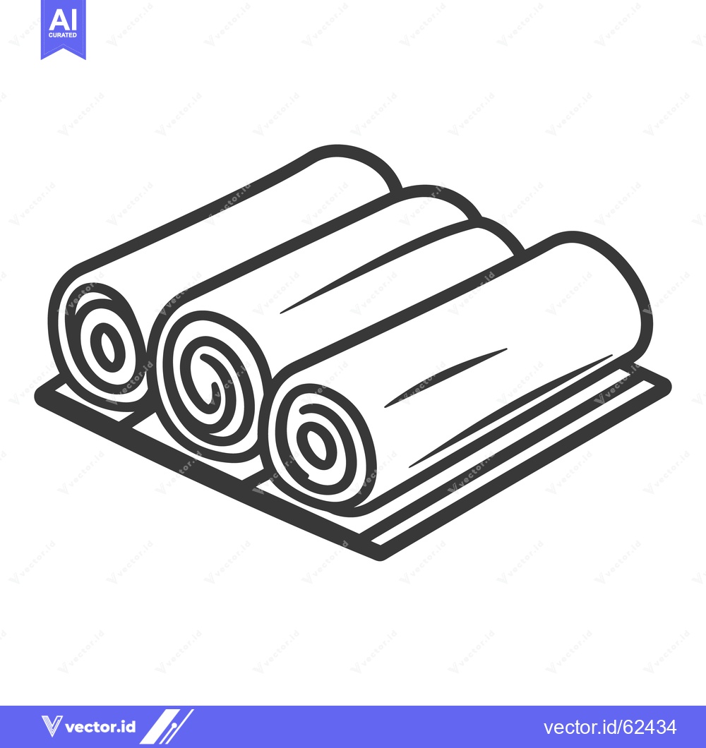 Premium Vector dari Three rolled towels resting on a rectangular flat surface