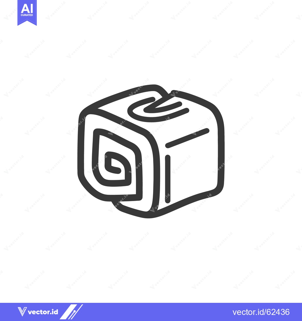 Premium Vector dari Detailed line art depicting a cube shaped pastry slice