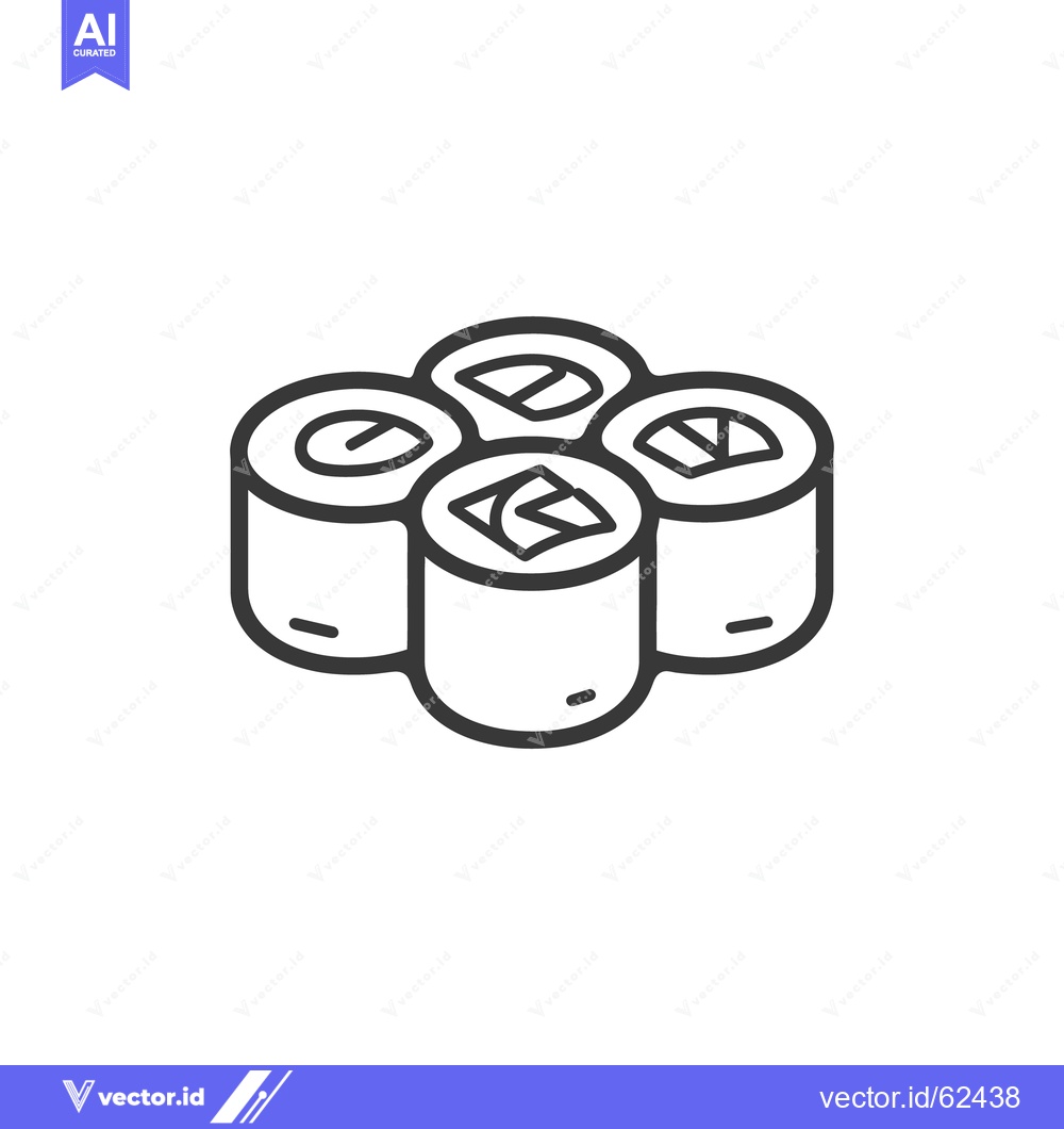 Premium Vector of Four pieces of sushi arranged together on a white background