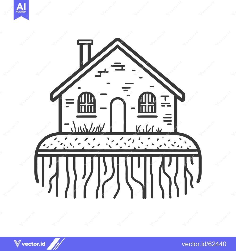 Premium Vector dari An illustration of a small home above visible root system