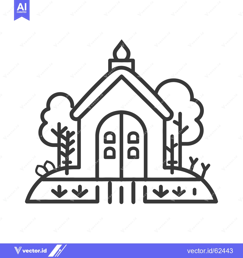Premium Vector dari A simple illustration of a building surrounded by nature elements