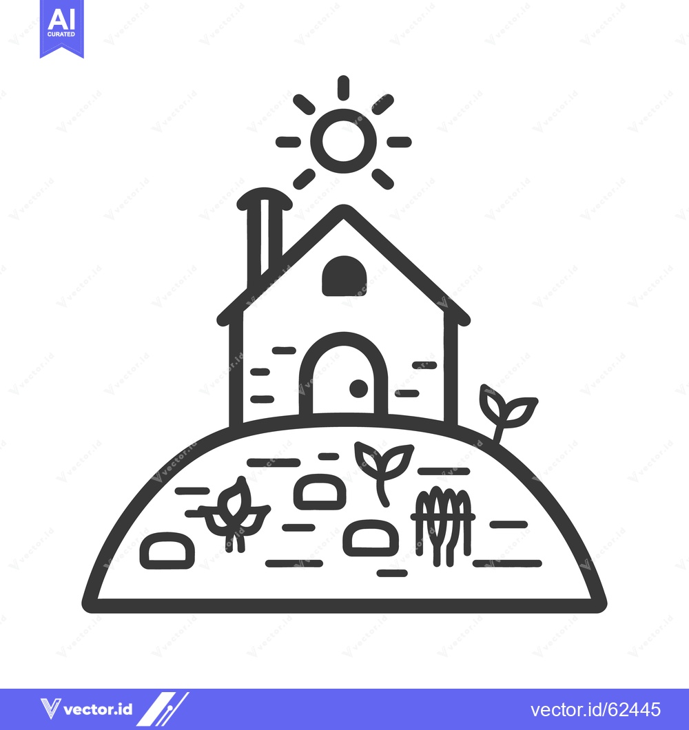 Premium Vector of A small house in a sunny field with some growing plants