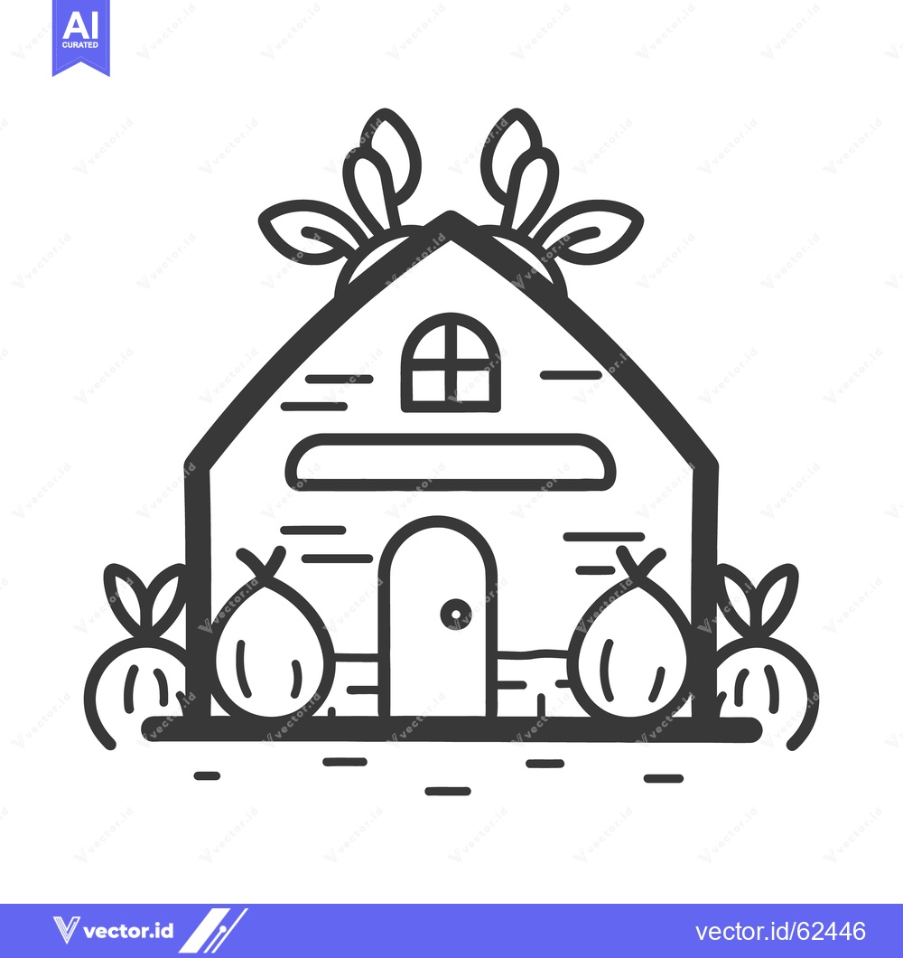 Premium Vector dari A simple house illustration surrounded by plants and various stylized