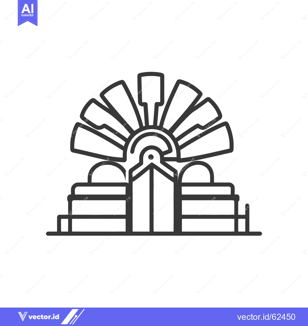 Premium Vector dari A stylized drawing featuring an architectural design and sunburst
