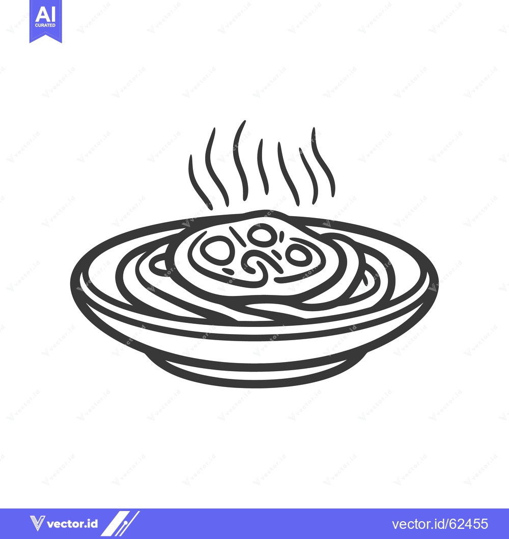 Premium Vector of A simple black and white illustration of a steaming pasta dish