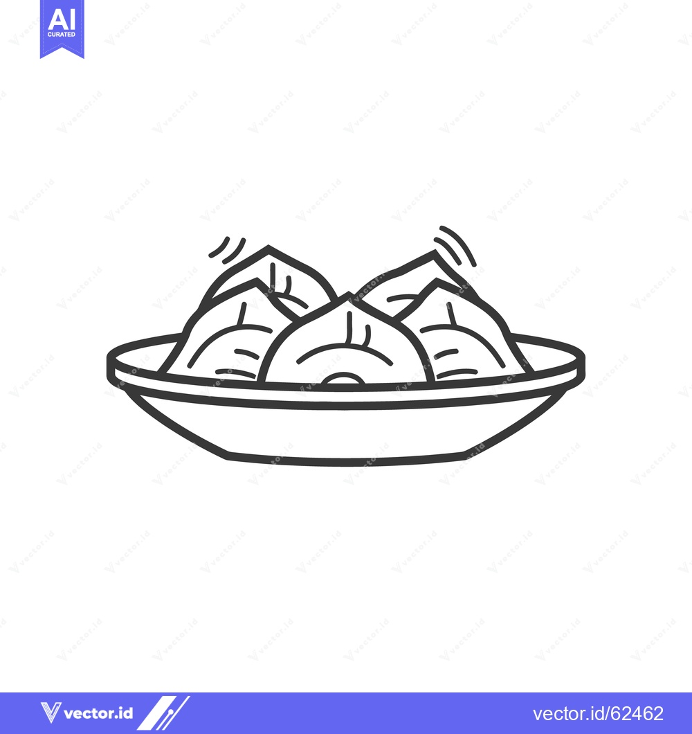 Premium Vector of A drawing of a dish holding some dumplings presented