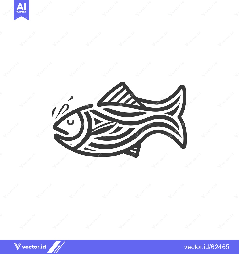 Premium Vector of A stylized black and white illustration of a fish is presented