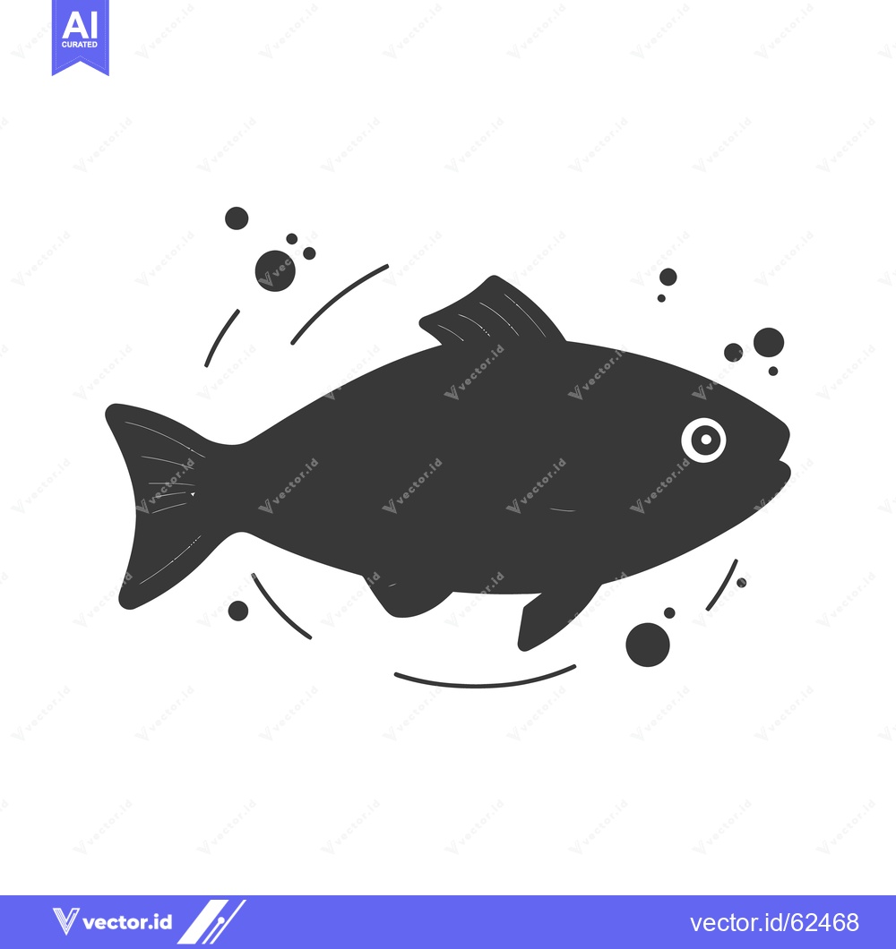 Premium Vector of Simple stylized illustration depicts a swimming aquatic fish creature