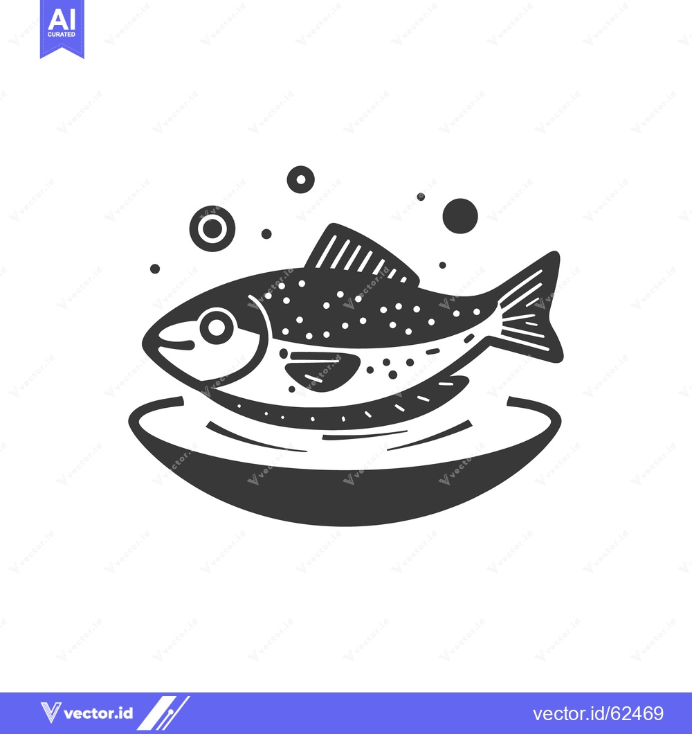 Premium Vector of A stylized depiction of a fish resting on a plate
