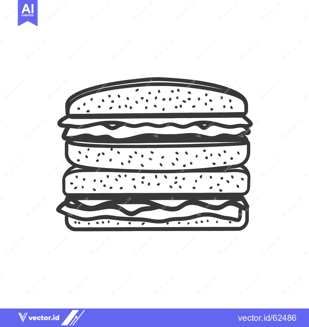 Premium Vector dari A stacked sandwich illustration featuring multiple layered ingredients