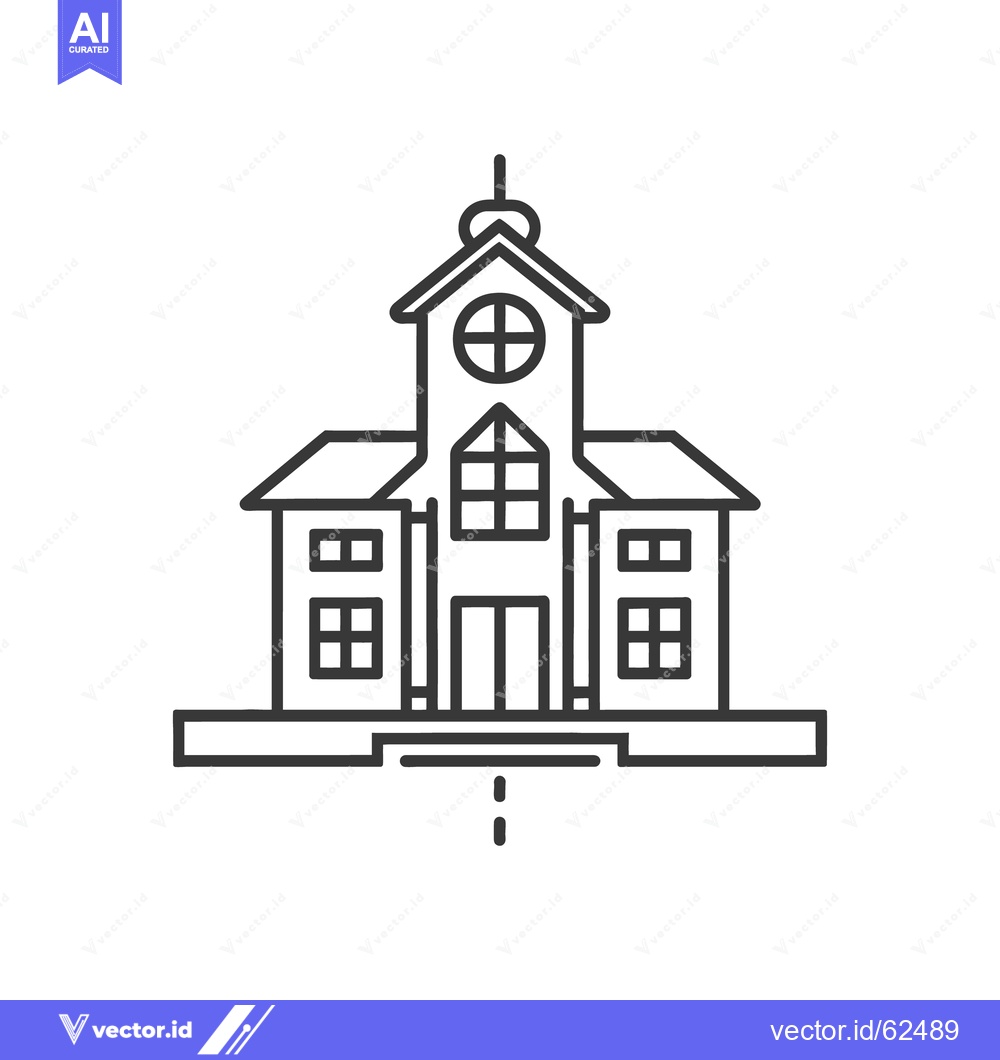 Premium Vector of Simple line art illustration depicting a traditional building structur