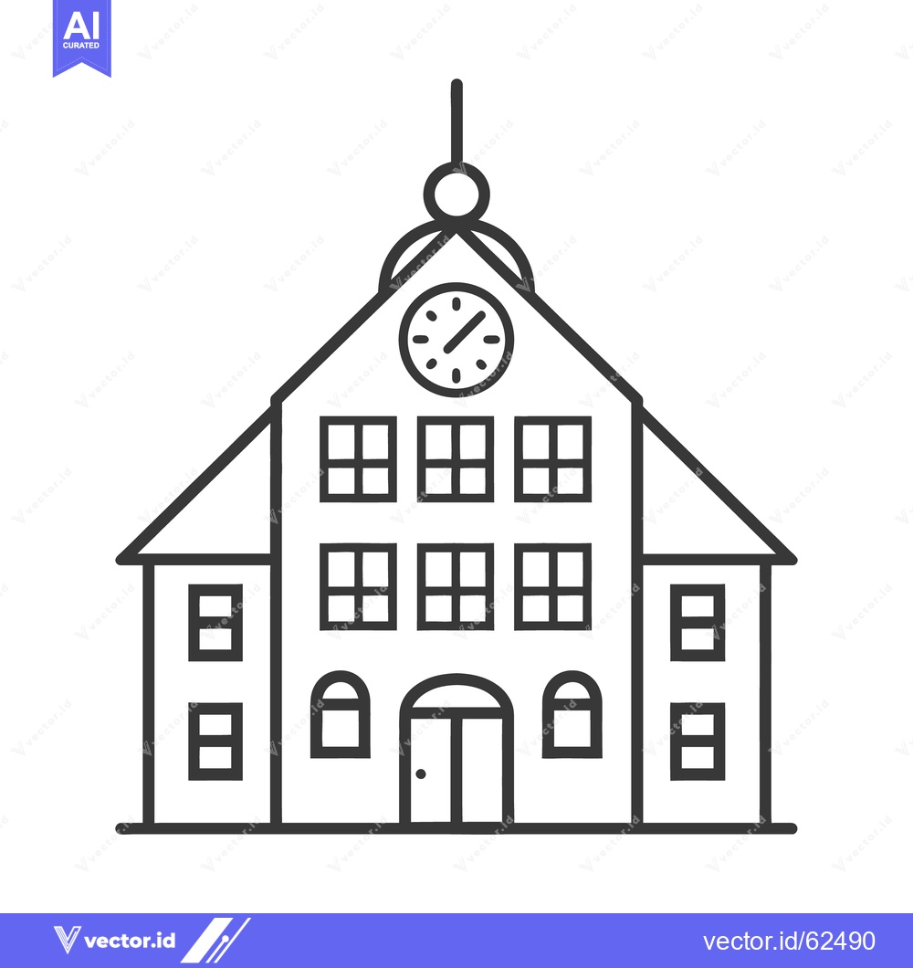 Premium Vector dari A simple illustration of a building with a clock on the roof
