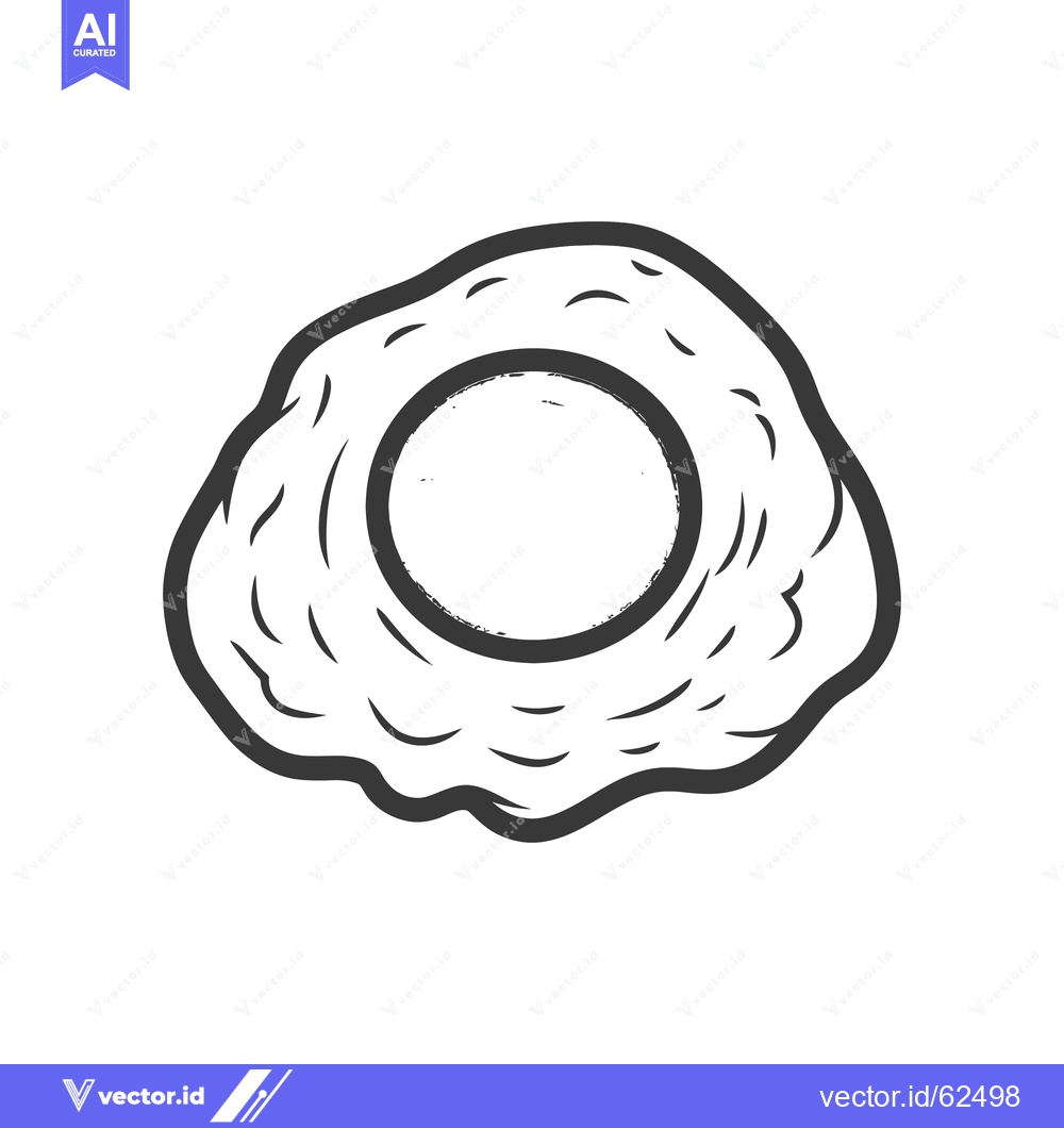 Premium Vector of A black and white illustration of a fried egg on a white background