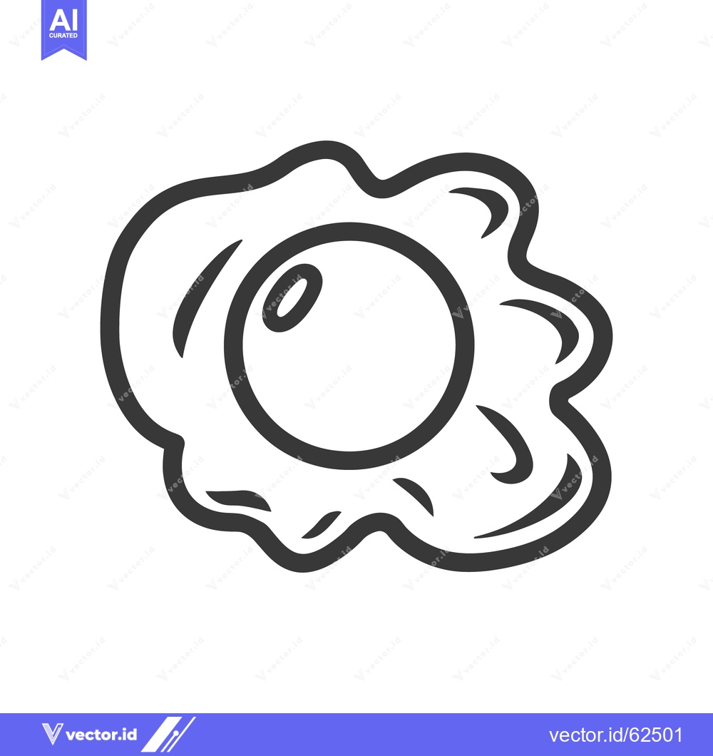 Premium Vector dari A simple artistic outline of a single fried egg on white