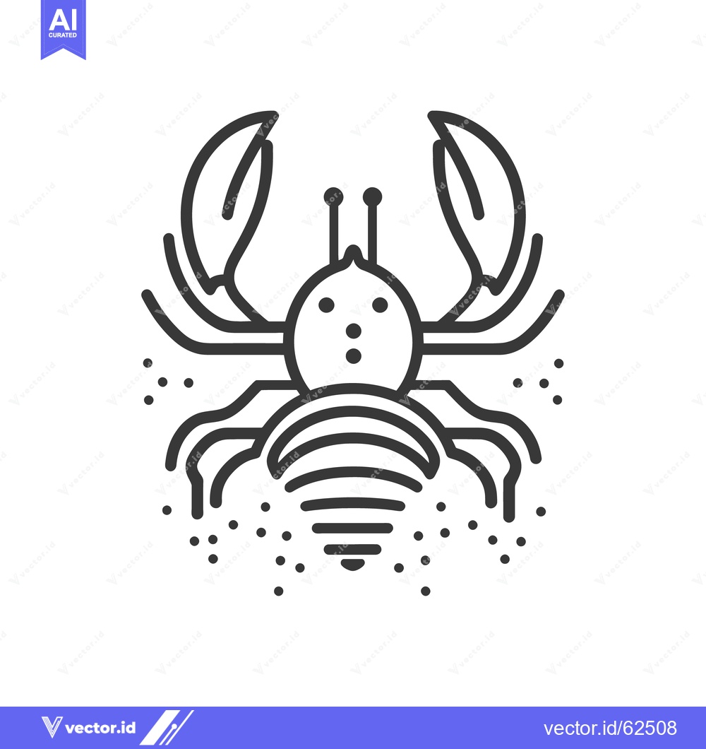 Premium Vector of A stylized illustration depicts an outlined crab with detailed feature