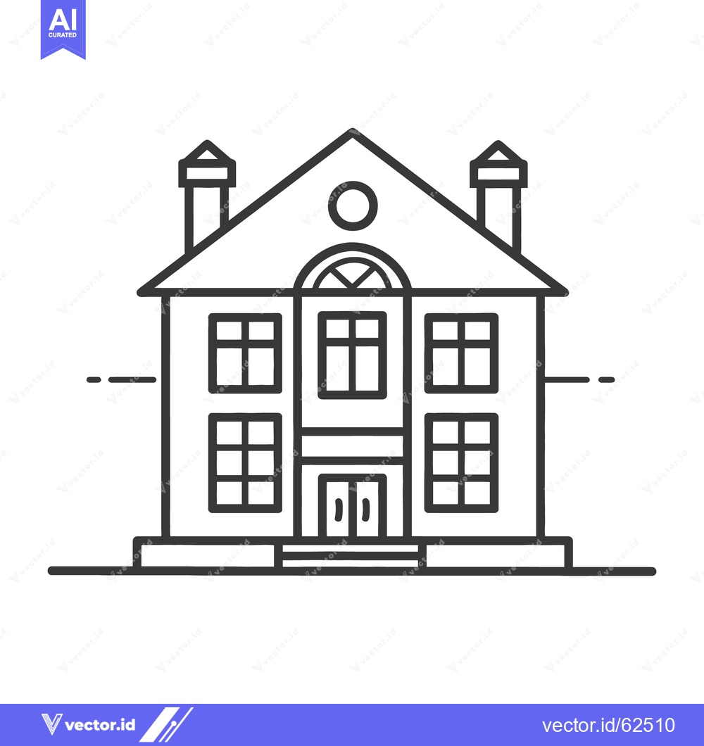Premium Vector dari A black and white icon of a traditional house building