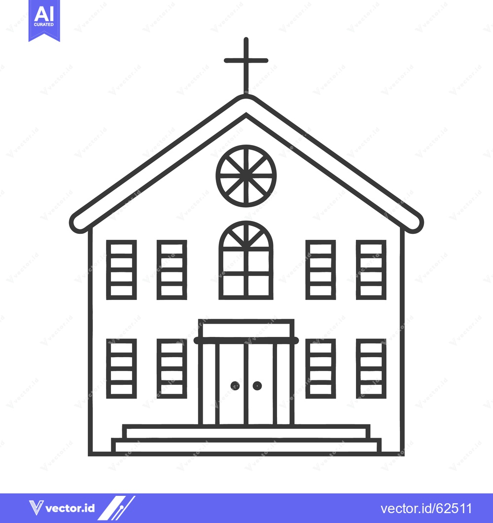 Premium Vector of An illustrated black and white depiction of a church building