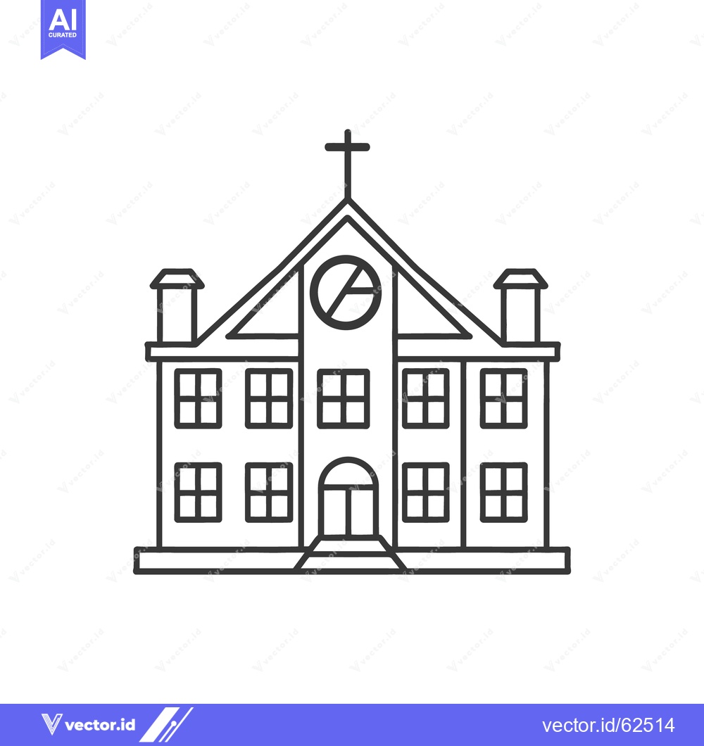 Premium Vector dari A simple illustrated front view of a church building structure