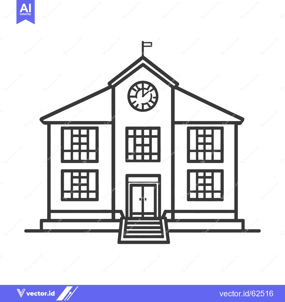 Premium Vector of An outlined drawing depicting a classic school building structure