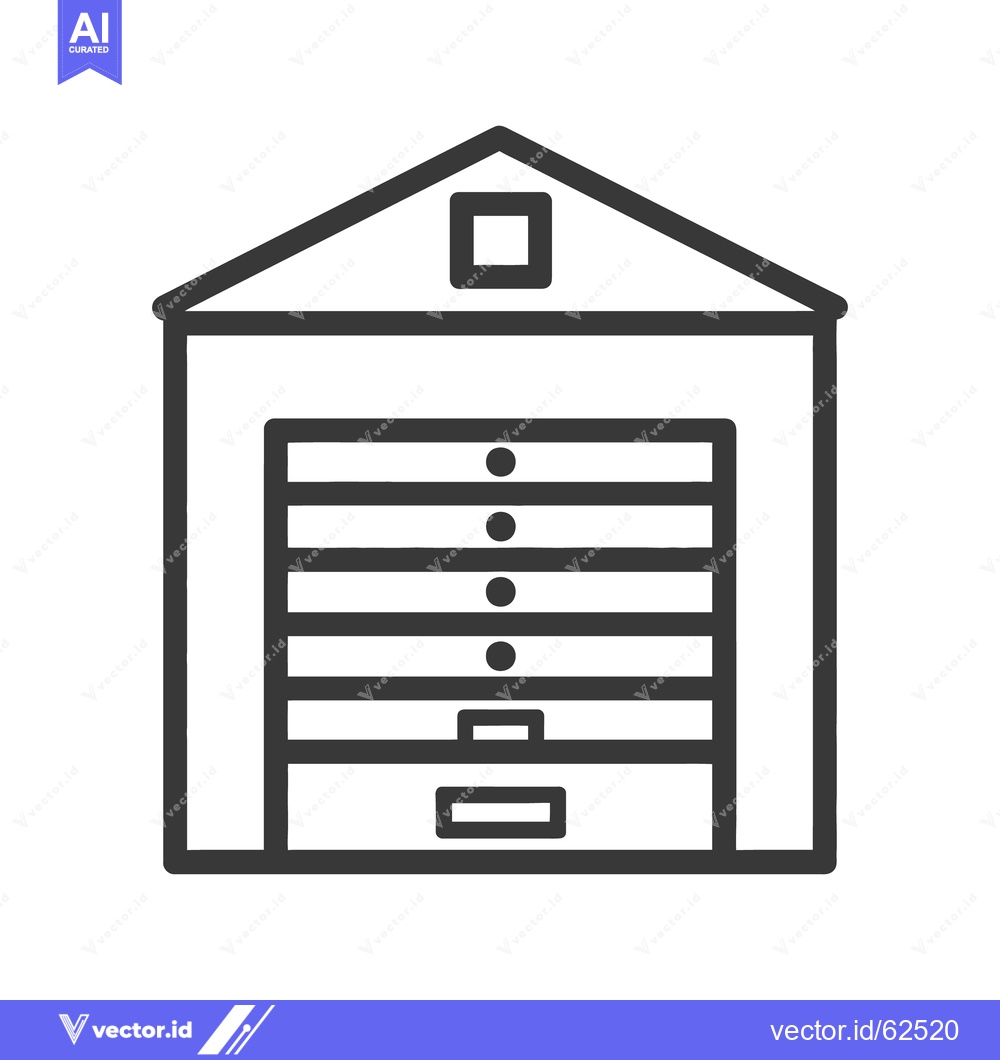 Premium Vector dari Simple illustration shows a garage building with an opening door