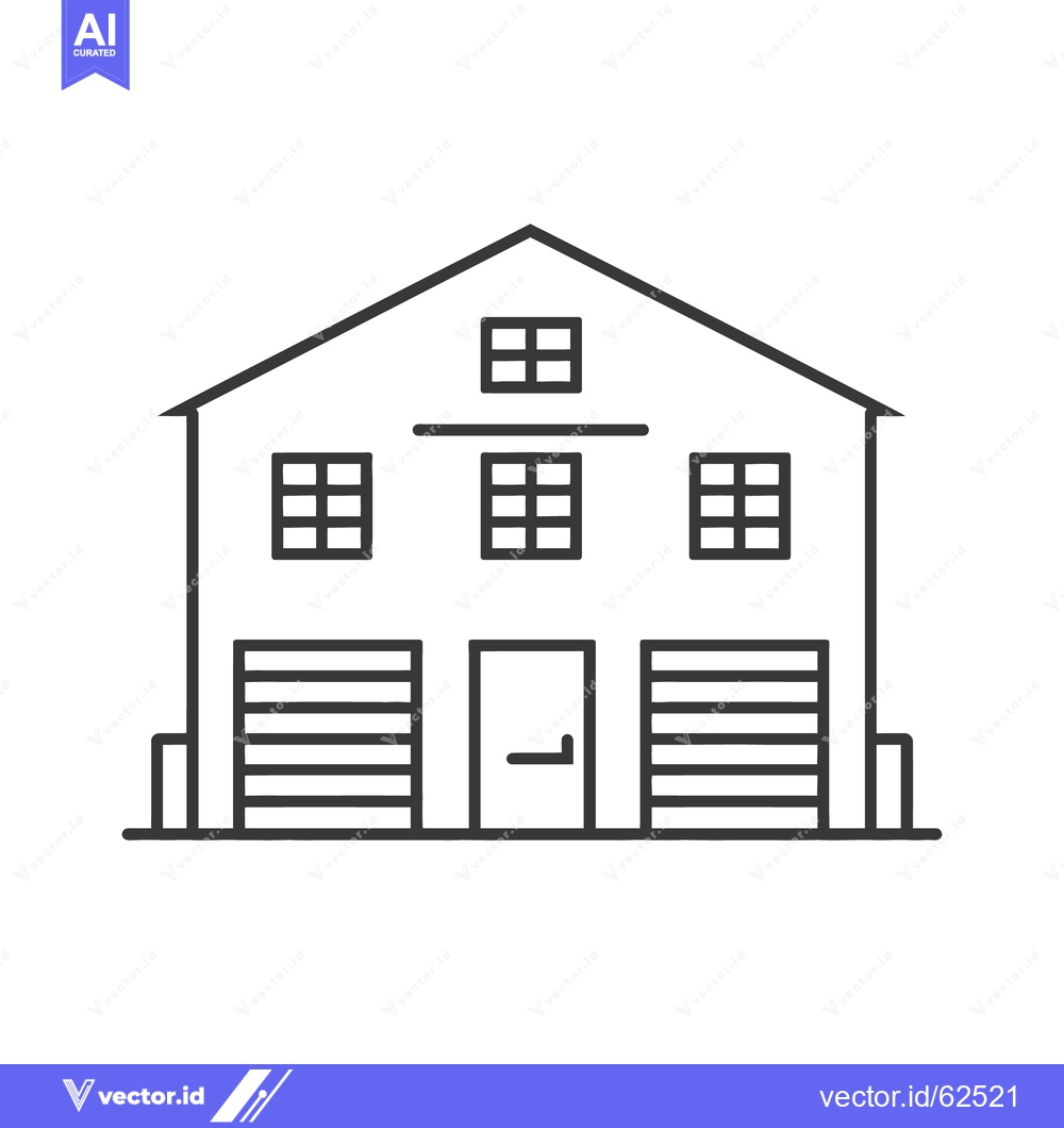 Premium Vector of A simple illustration of a two story warehouse building outline