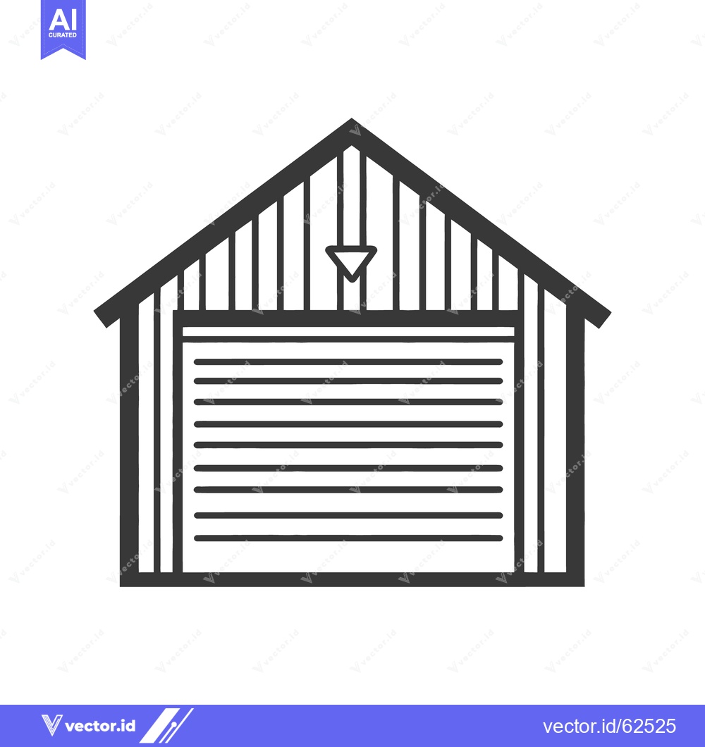Premium Vector of Simple black and white illustration of a garage building