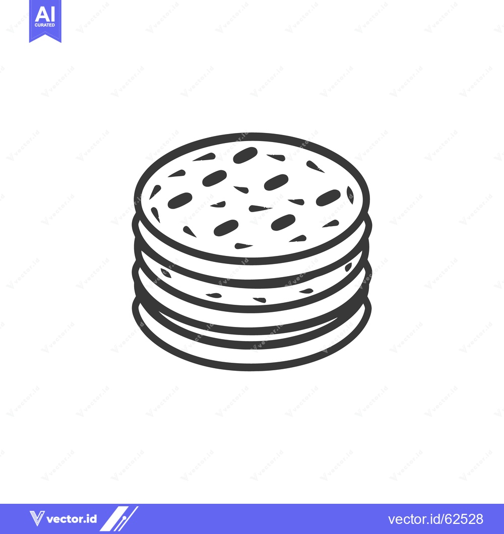 Premium Vector dari A stack of round flat food items with dark speckles on top