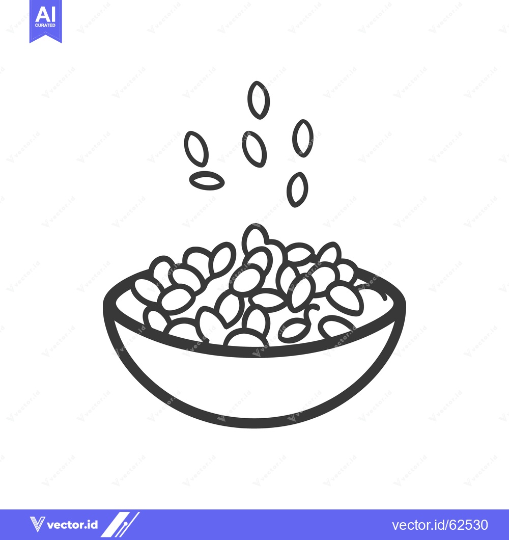 Premium Vector of A bowl of seeds being filled by some falling seeds