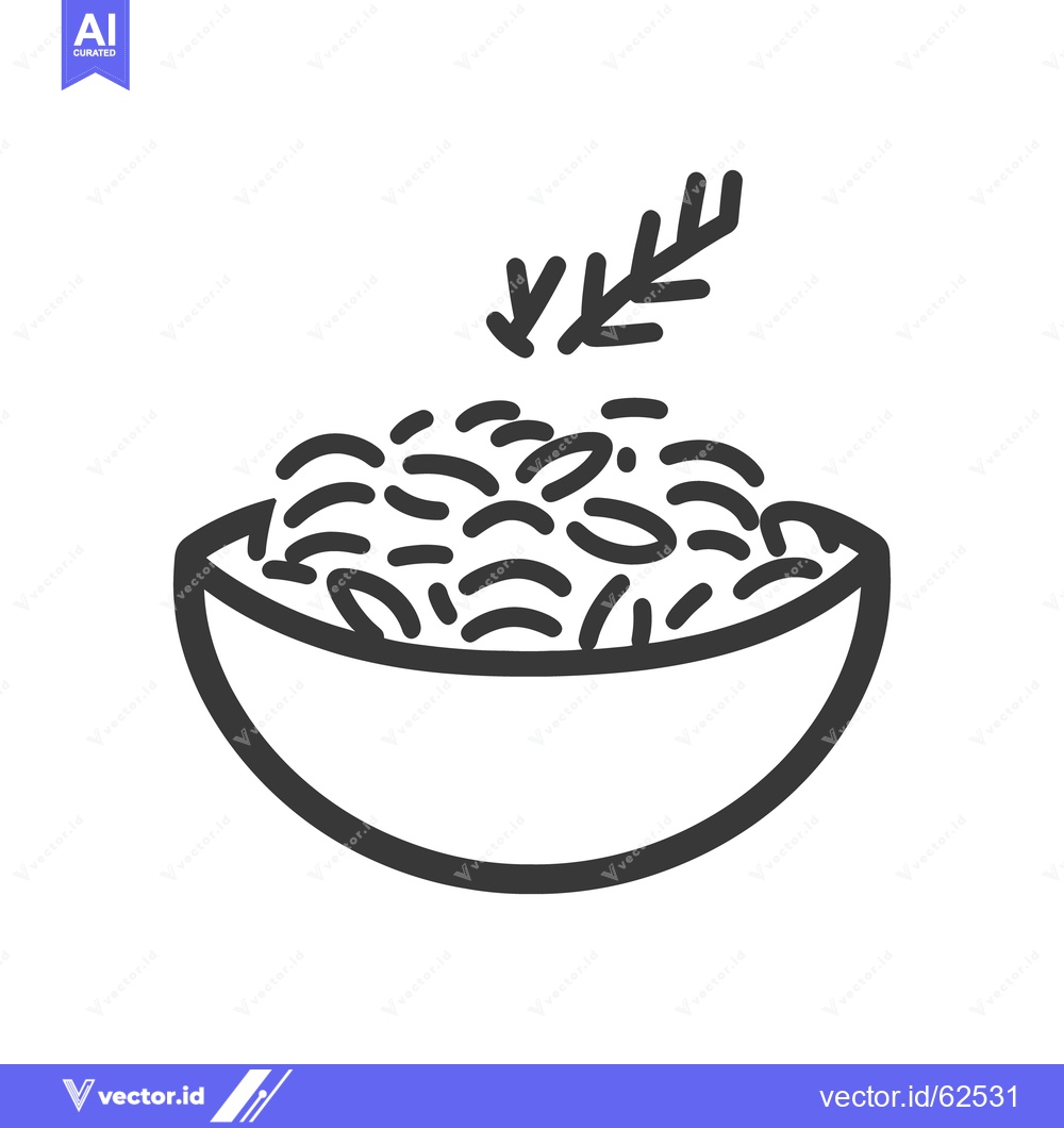 Premium Vector of A simple bowl of cereal with a decorative leafy garnish