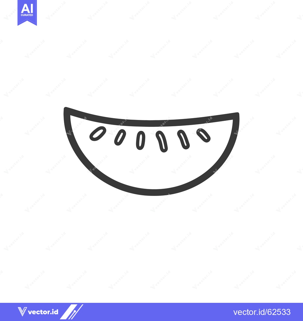 Premium Vector of A Simple Black and White Illustration of a Watermelon Slice