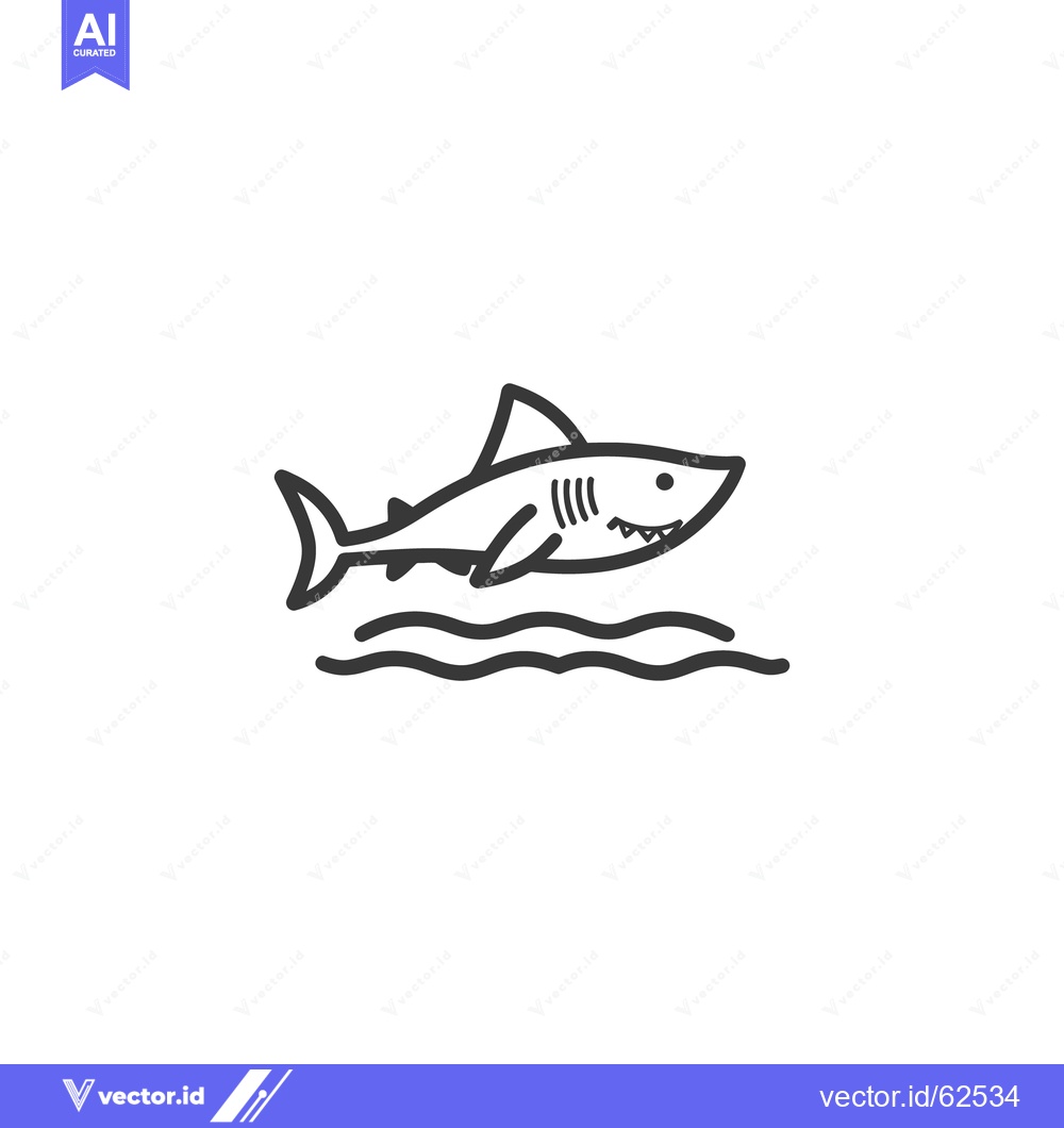 Premium Vector dari A stylized drawing shows a shark in ocean waves