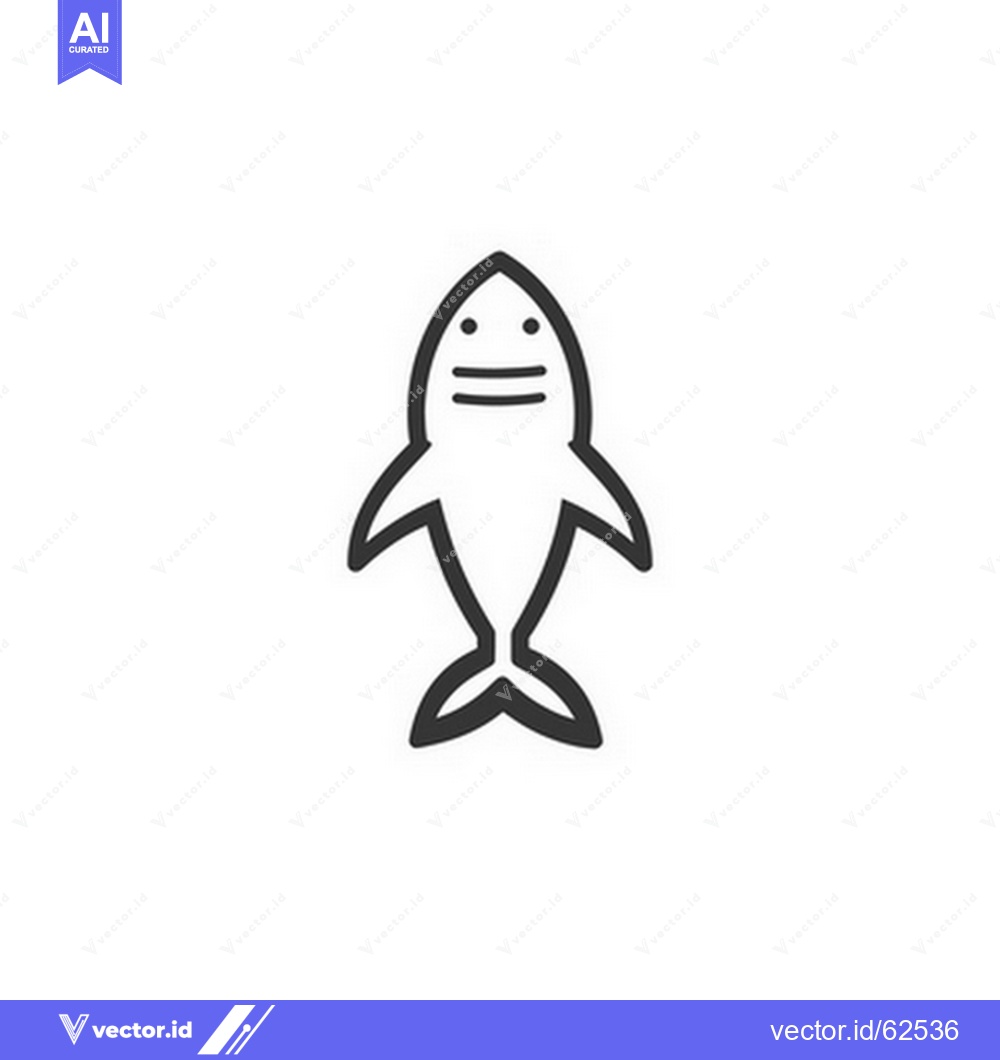 Premium Vector of A simple line drawing depicting a friendly stylized shark illustration
