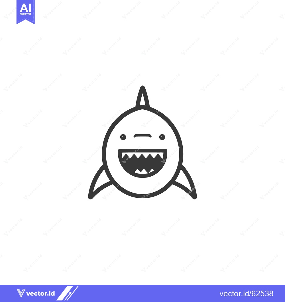 Premium Vector dari A friendly cartoon shark with teeth and dorsal fin smiles