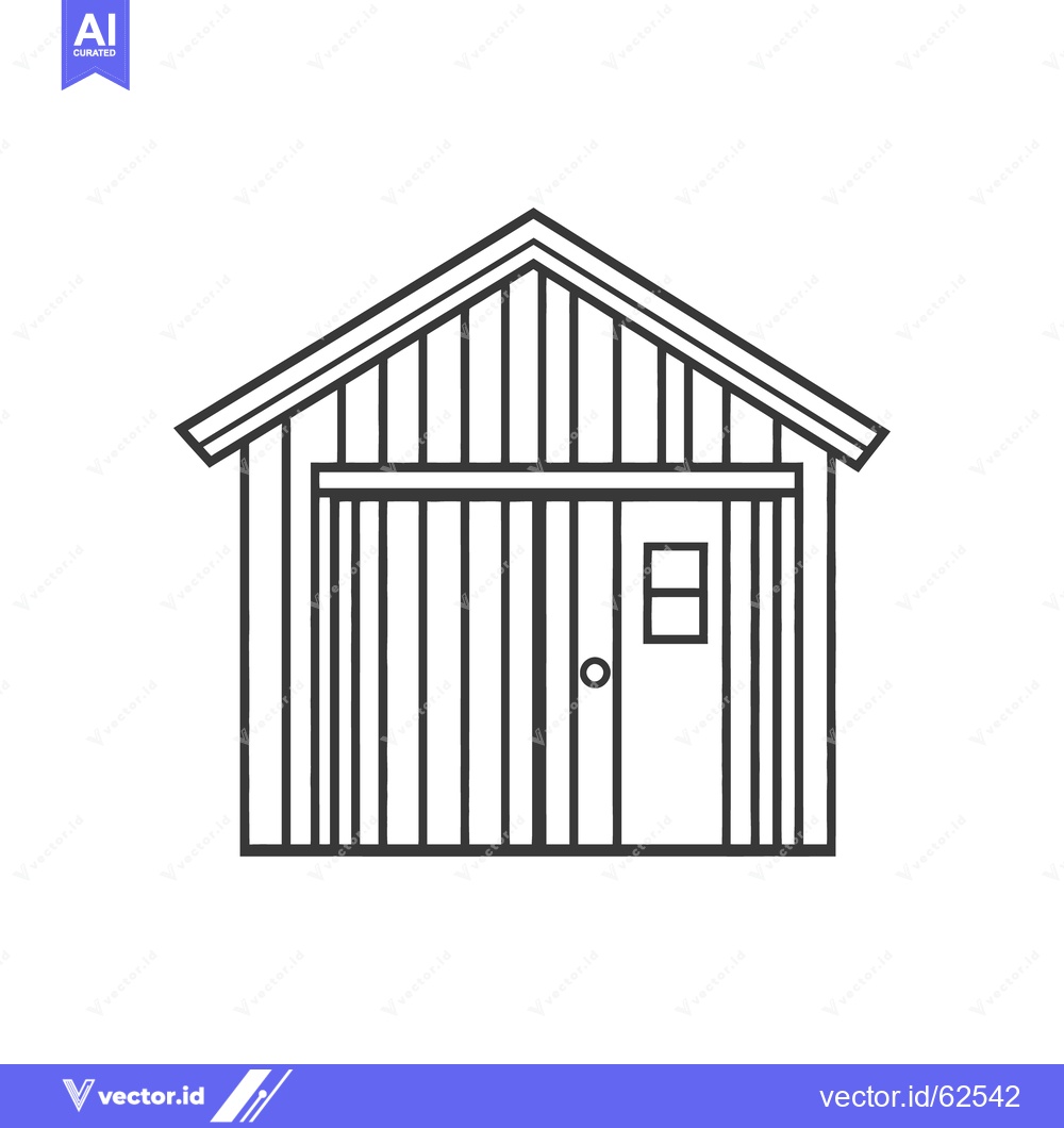 Premium Vector of A simple black and white illustration of a small shed building