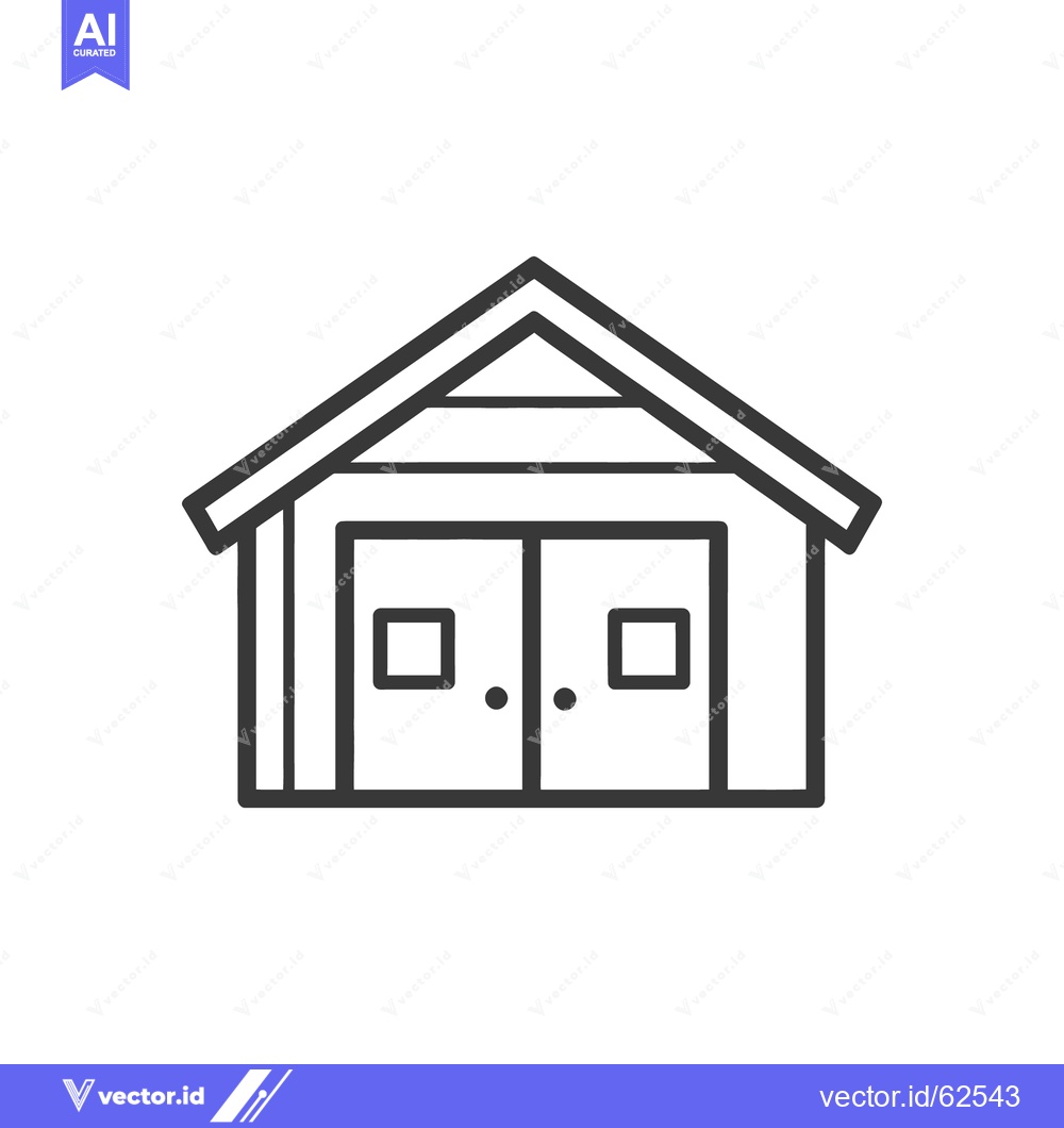 Premium Vector dari Simple outlined illustration of a building with double doors