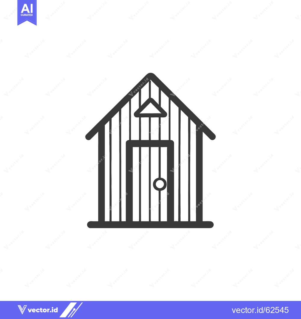 Premium Vector of Simple black and white illustration of a small wooden building