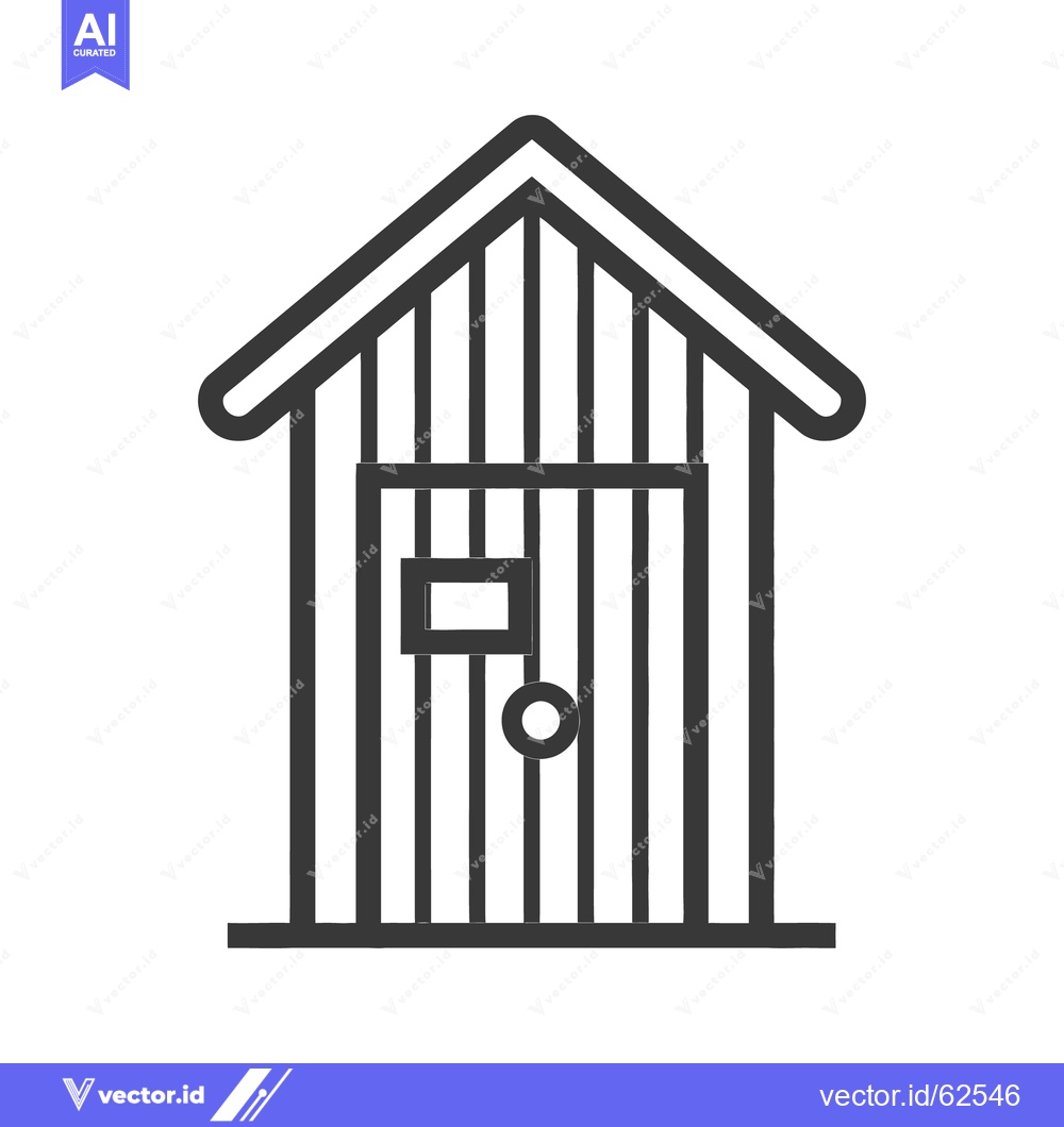 Premium Vector dari Simple illustration of a small wooden shed with striped siding