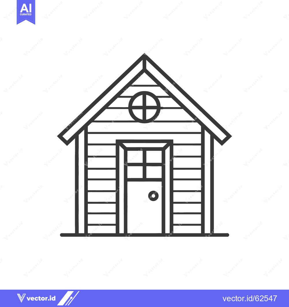 Premium Vector dari Simple black and white illustration of a small wooden shed