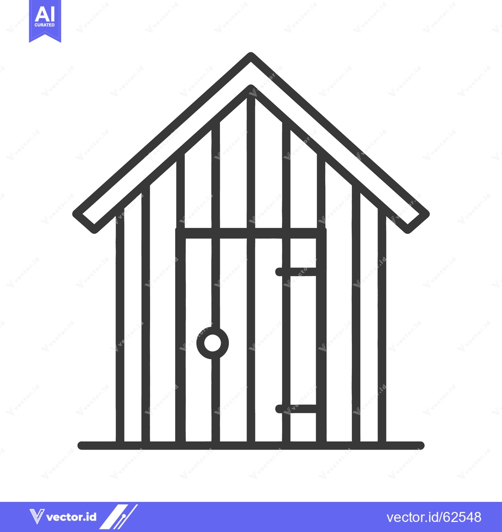Premium Vector dari A simple black and white illustration of a small wooden shed