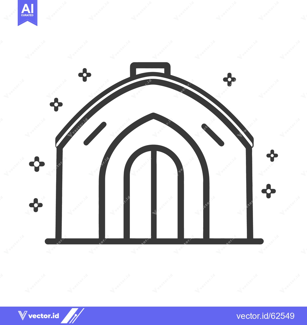 Premium Vector dari An illustrated graphic representing a large tent structure outdoors