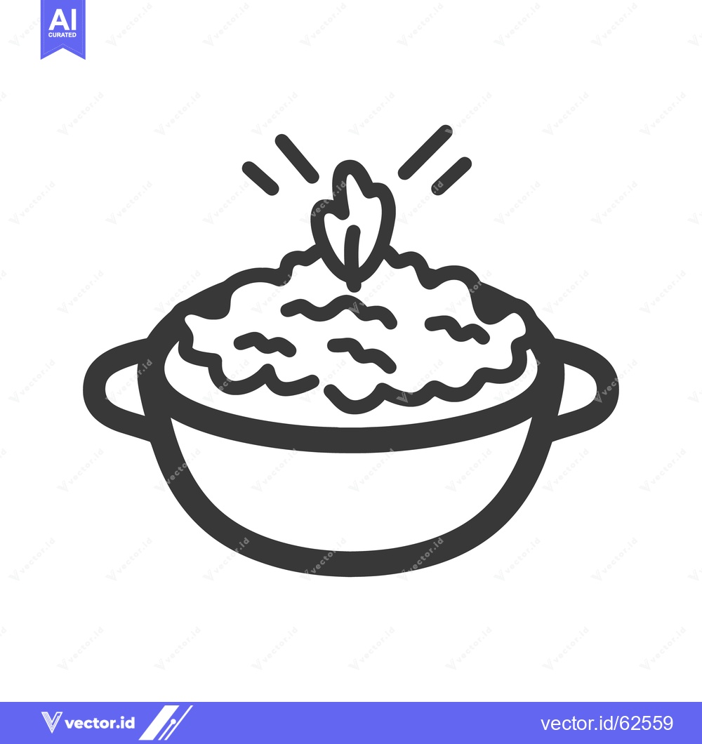 Premium Vector dari A Simple Line Drawing Depicting A Bowl Of Cooked Food