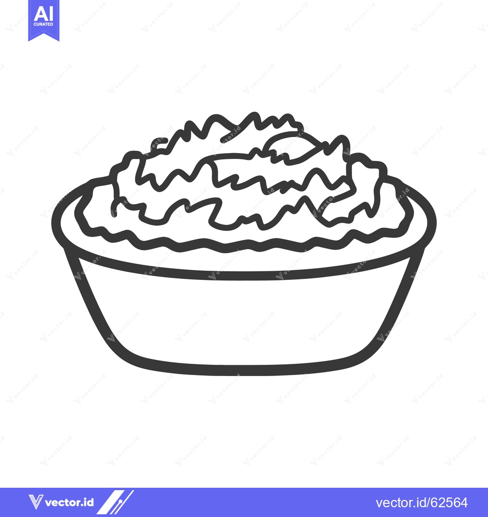 Premium Vector dari A simple black and white illustration of a bowl of food