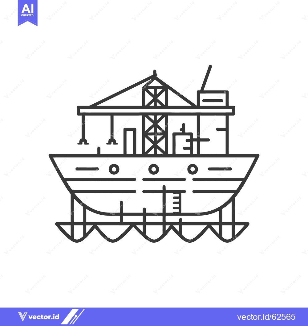 Premium Vector dari A simple line drawing of a large industrial ship vessel