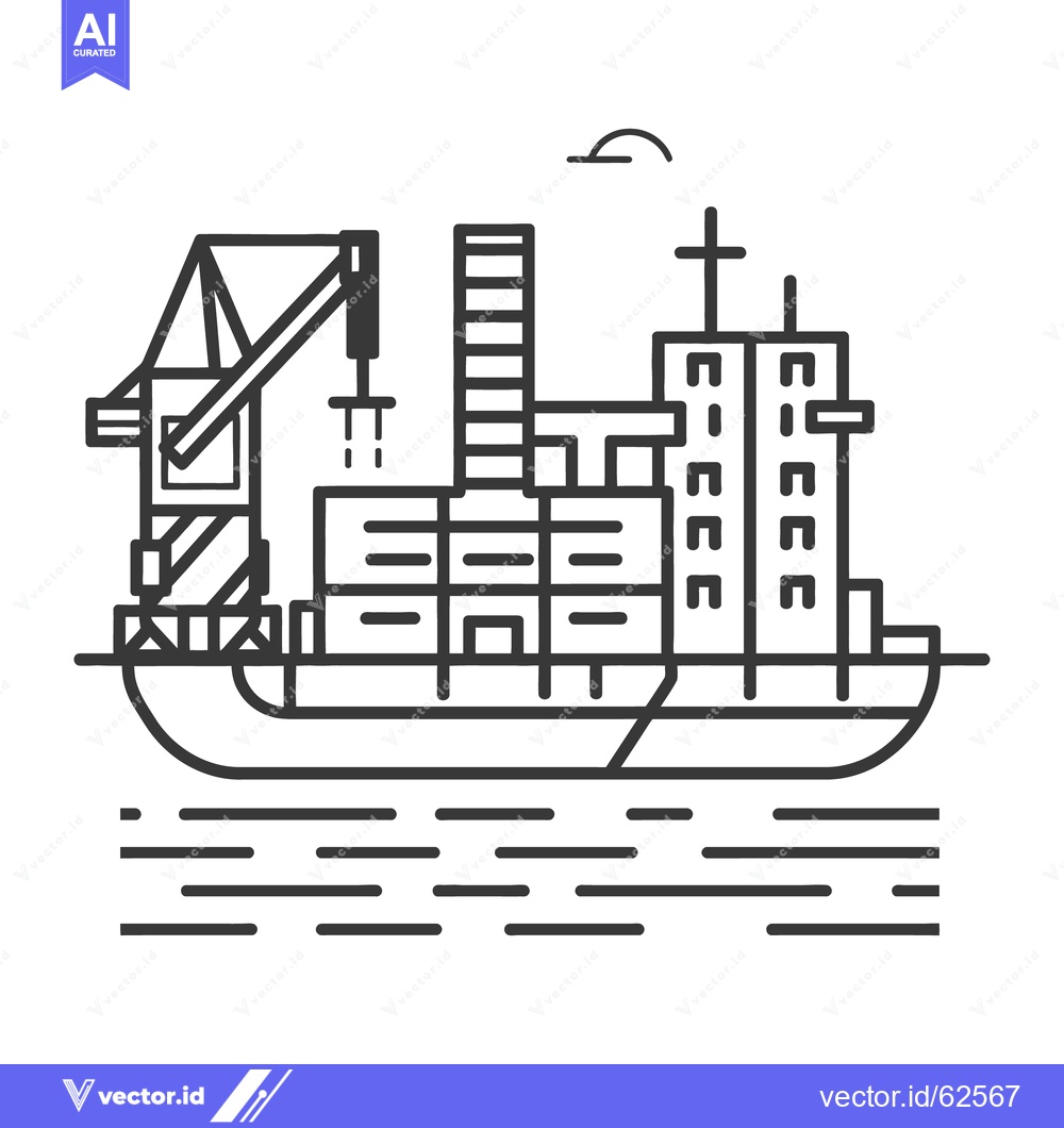 Premium Vector dari A cargo ship being loaded with containers at a port terminal