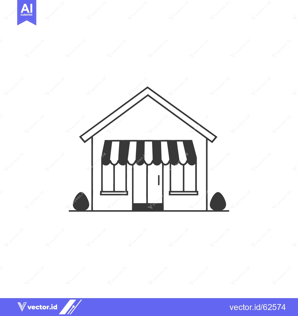 Premium Vector dari Simple black and white outline drawing depicting a small store
