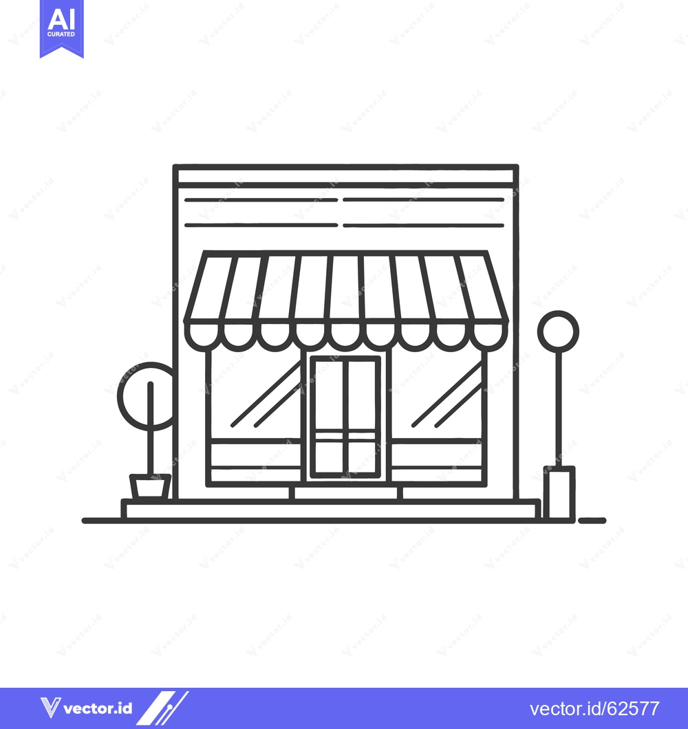 Premium Vector dari A simple black and white illustration depicting a store front